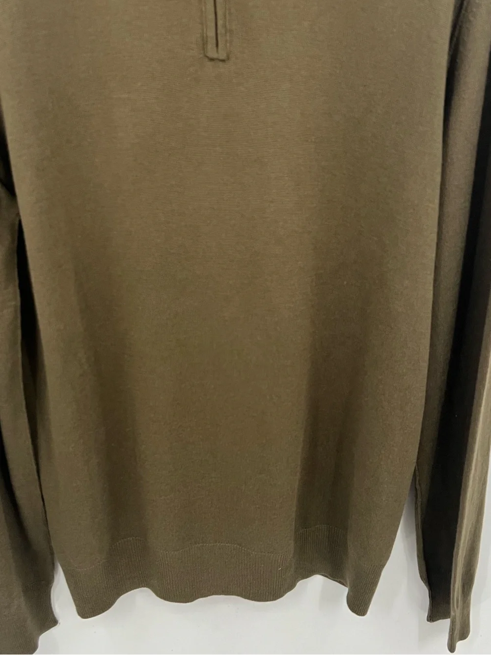 Banana Republic Men's Cashmere Silk Blend Olive Zip-Neck Sweater